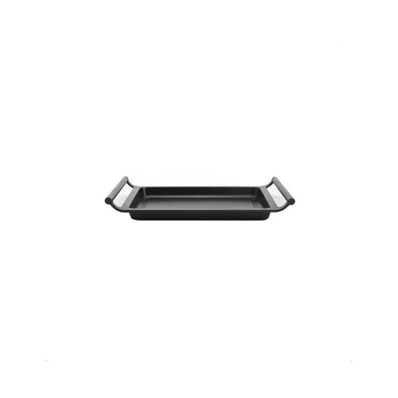 PARRILLA PLANA EFFICIENT 35 BRA de acero antiadherente negra con asas laterales ergonómicas y diseño moderno.