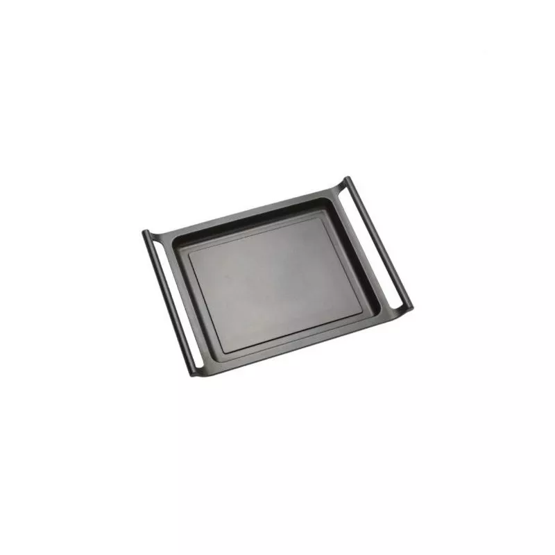 PARRILLA PLANA EFFICIENT 35 BRA antiadherente de color negro con asas integradas y diseño rectangular para cocinar.