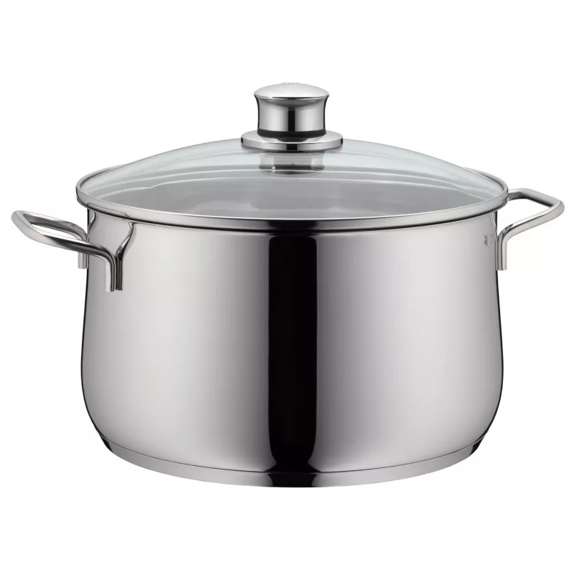 Batería de cocina Diadem Plus WMF 4 piezas acero Cromargan con acabado brillante y tapa de vidrio resistente