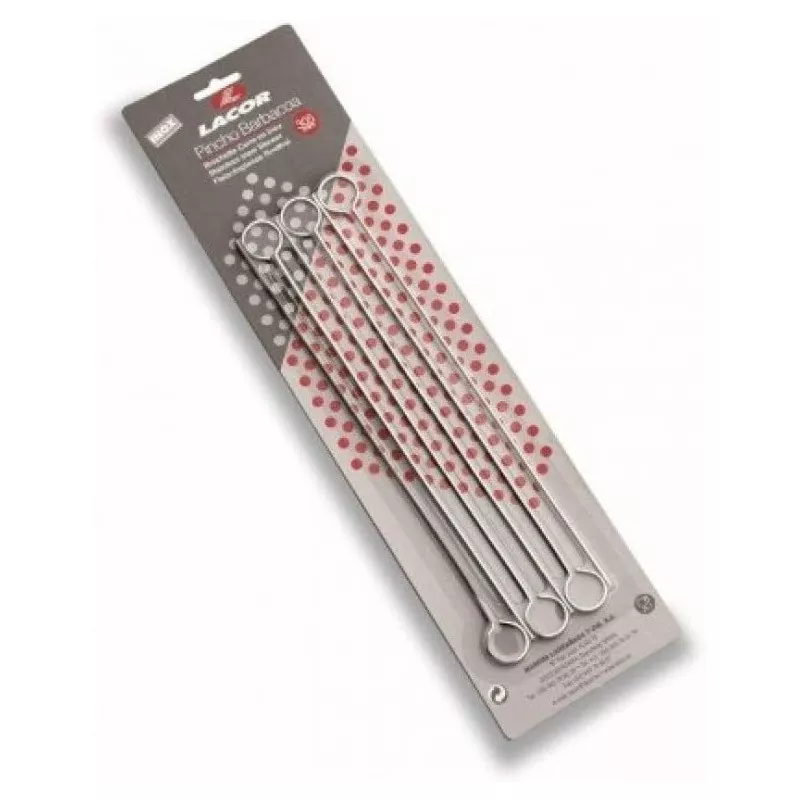 SET PINCHOS 6 UND. INOX 30,5 CM. LACOR 62435 de acero inoxidable con acabado pulido para parrilla y asados.