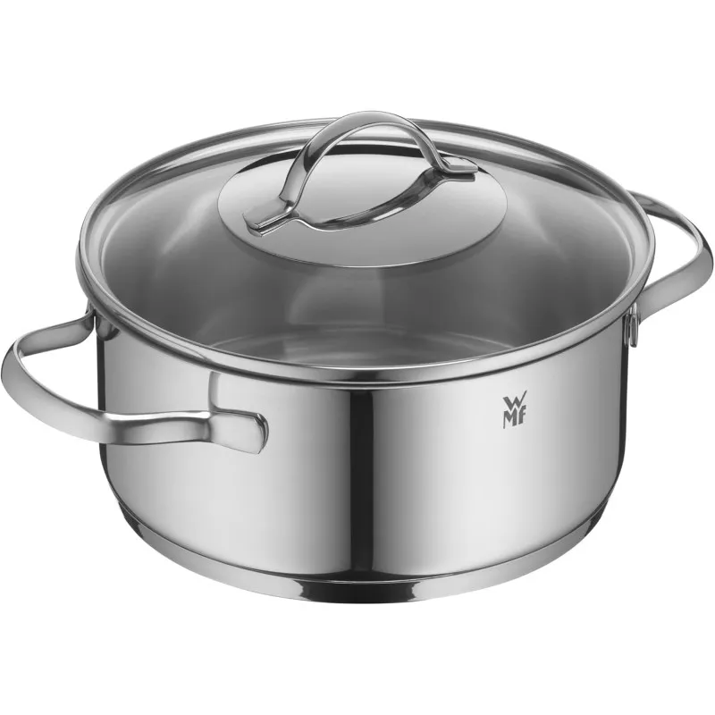 Cacerola baja WMF Provence Plus 24 cm acero inox con tapa de vidrio y asas ergonómicas brillante y resistente