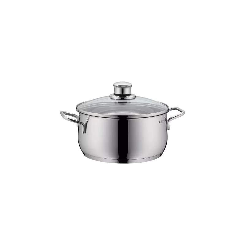 Cacerola baja WMF Diadem Plus 20 cm acero inoxidable con tapa de vidrio y asas ergonomicas ideal para inducción