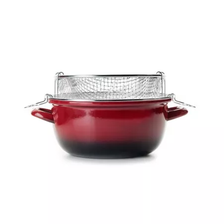 Freidora tradicional Ibili Volcan 24cm color rojo con cestillo de acero inoxidable para frituras perfectamente crujientes