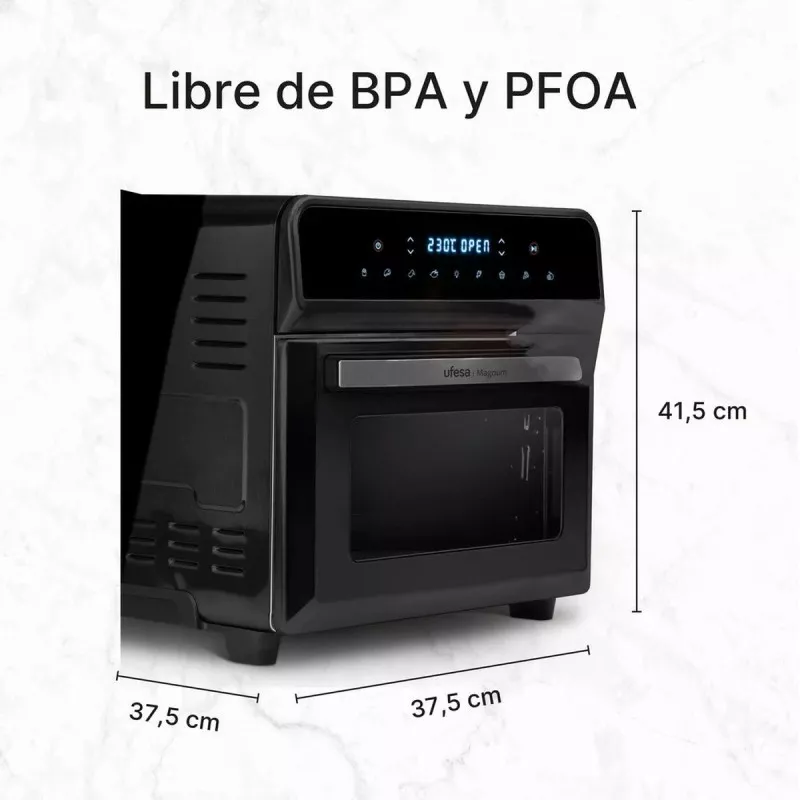 Horno freidora de aire Ufesa Magnum 23L 1800W negro con pantalla digital y diseño compacto libre de BPA y PFOA