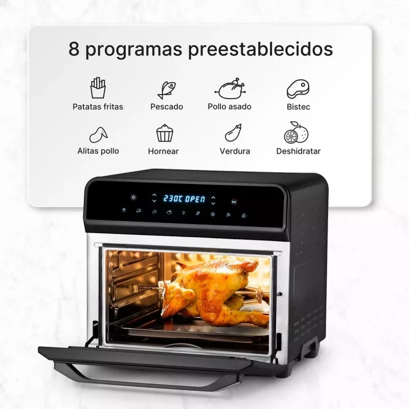 Horno freidora de aire Ufesa Magnum 23L 1800W negro con 8 programas preestablecidos y diseño moderno