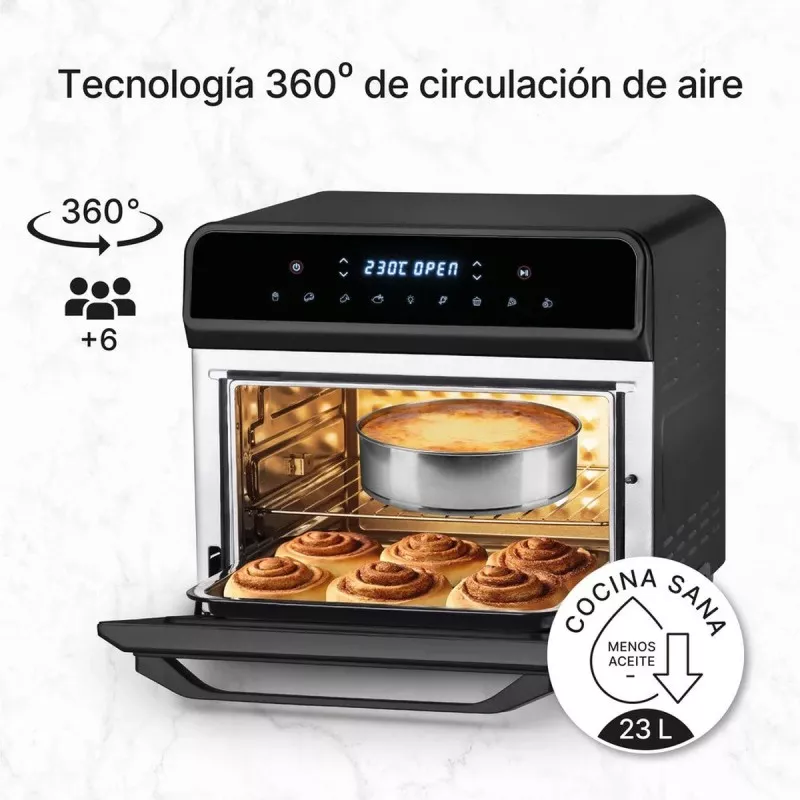 Horno freidora de aire Ufesa Magnum 23L 1800W negro con tecnología de circulación de aire 360° y múltiples funciones de cocción