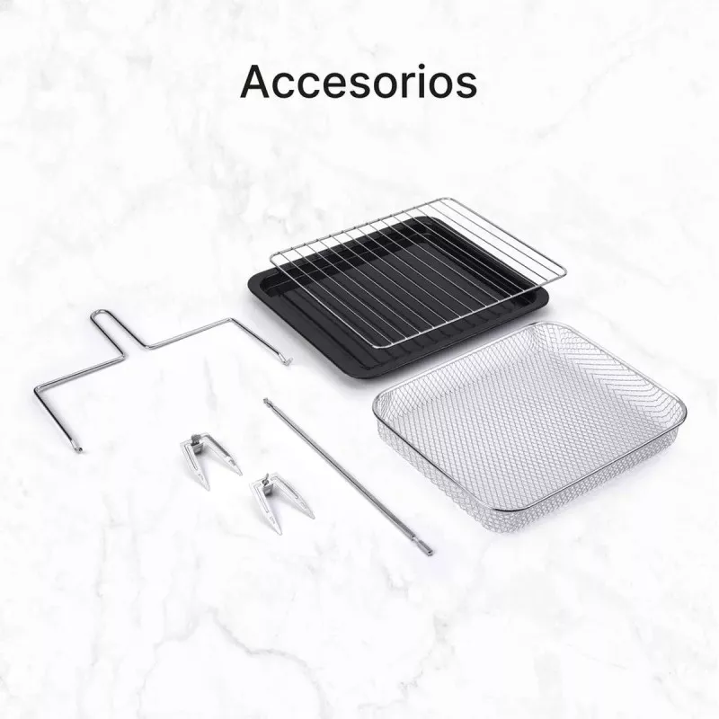 Horno freidora de aire Ufesa Magnum 23L 1800W accesorios de acero inoxidable y antiadherente para cocinar de manera eficiente