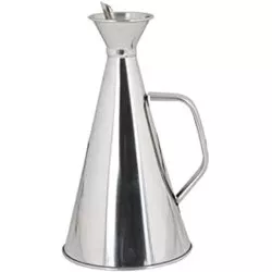 Alcuza inox 1/4L Ilsa antigoteo con diseño cónico, acero inoxidable y acabado brillante ideal para servir líquidos.