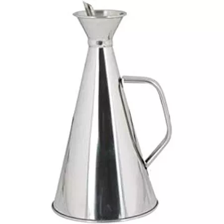 Alcuza inox 1/4L Ilsa antigoteo con diseño cónico, acero inoxidable y acabado brillante ideal para servir líquidos.