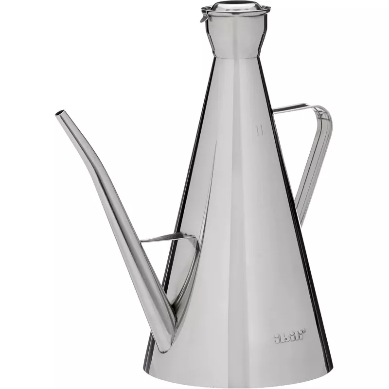 Aceitera profesional inox Ibili Ibérica 1L de acero inoxidable pulido con diseño ergonómico y pico vertedor.