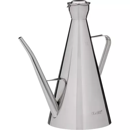 Aceitera profesional inox Ibili Ibérica 1L de acero inoxidable pulido con diseño ergonómico y pico vertedor.