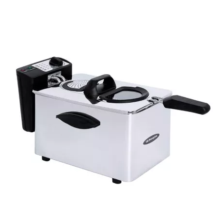 Freidora de aceite Orbegozo FDR45 4L 2000W inox con diseño rectangular y acabado en acero inoxidable brillante.