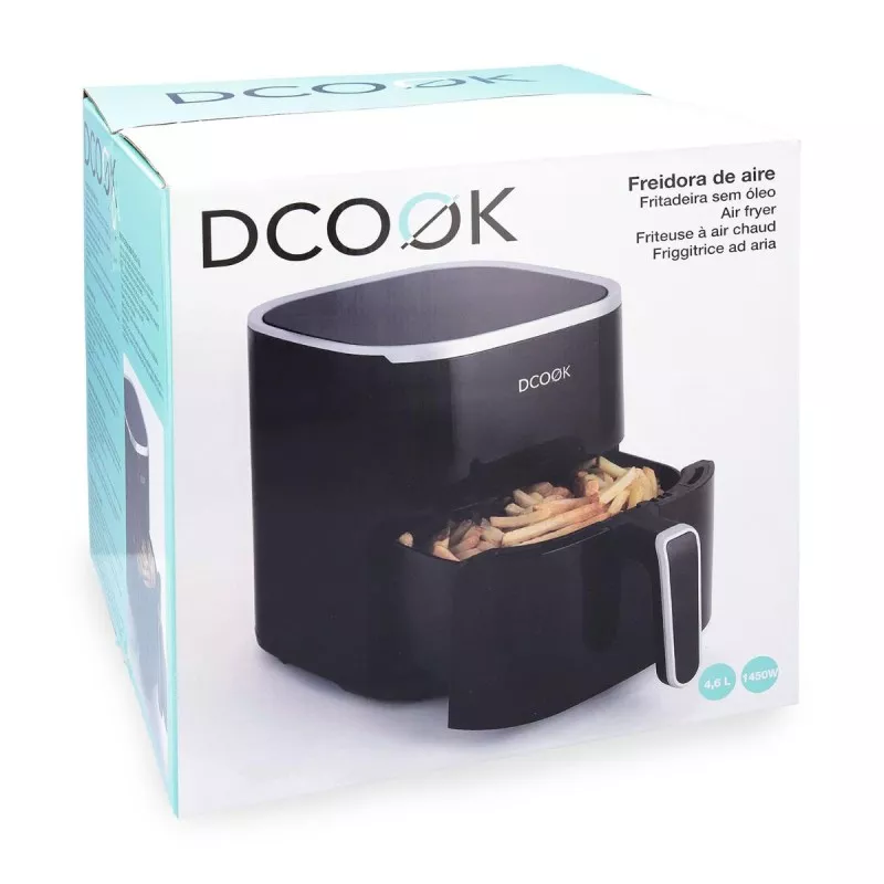 Freidora de aire DCook Gallery 4,6L 1450W color negro con diseño moderno y capacidad para preparar alimentos crujientes.