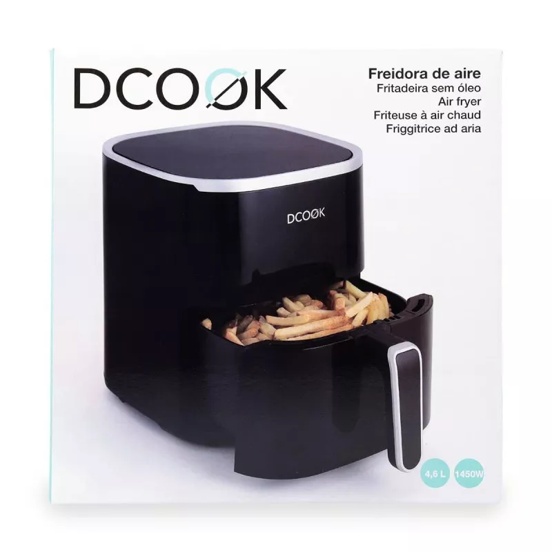 Freidora de aire DCook Gallery 4,6L 1450W color negro con diseño moderno y cesta extraíble para fácil limpieza