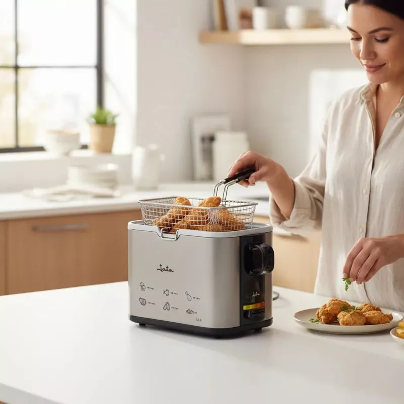 Freidora de aceite Jata FR326E 1,3L 1000W inox con diseño compacto y acabado en acero inoxidable ideal para cocina moderna