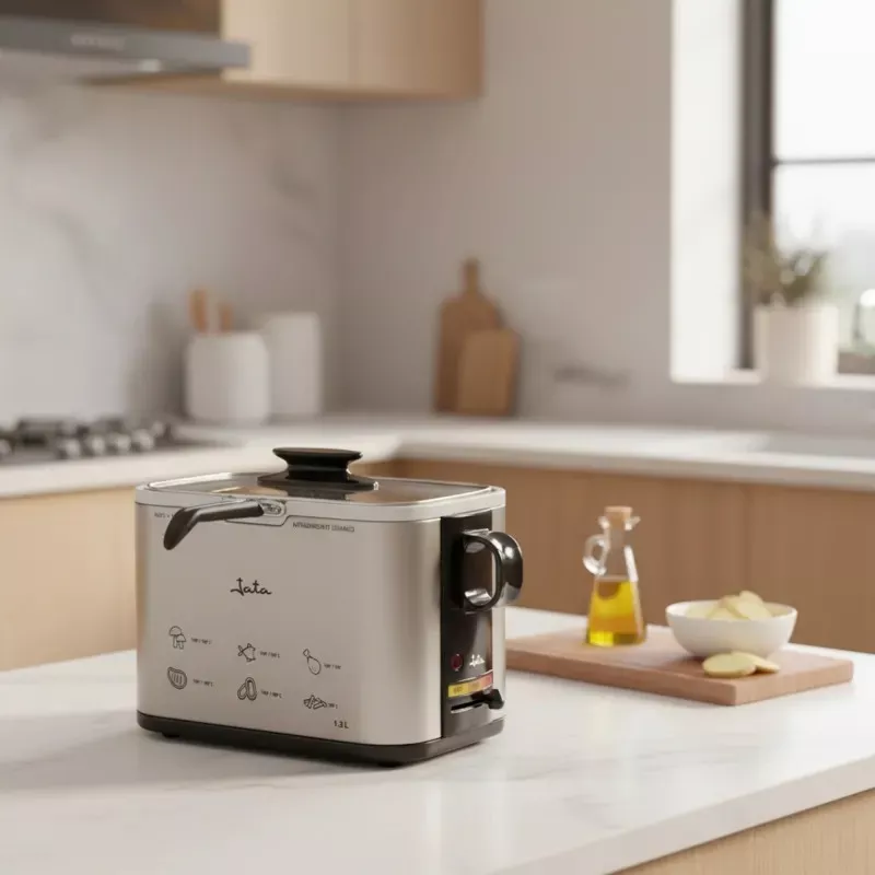 Freidora de aceite Jata FR326E 1,3L 1000W inox con acabado en acero inoxidable y diseño compacto para cocinas modernas