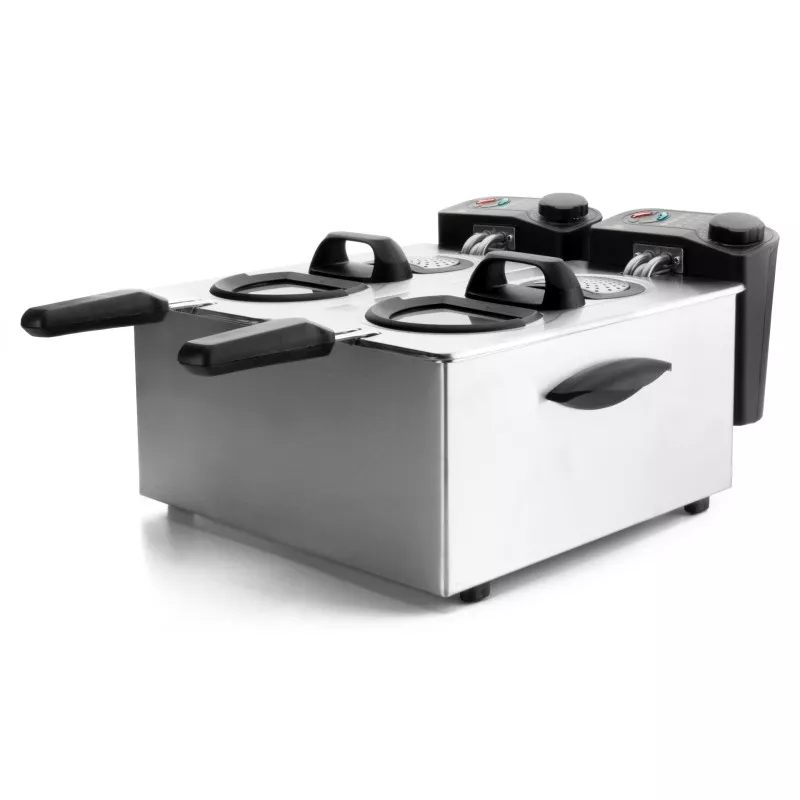Freidora de aceite Lacor 69170 doble 7L 4000W inox con acabado en acero inoxidable y diseño compacto