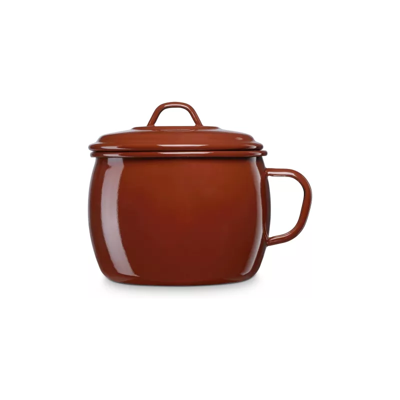 Puchero esmaltado marrón acero 2L 16cm La Estrella con diseño clásico y acabado brillante, ideal para cocinar.