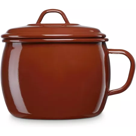 Puchero esmaltado marrón acero 2L 16cm La Estrella con diseño clásico y acabado brillante, ideal para cocinar.