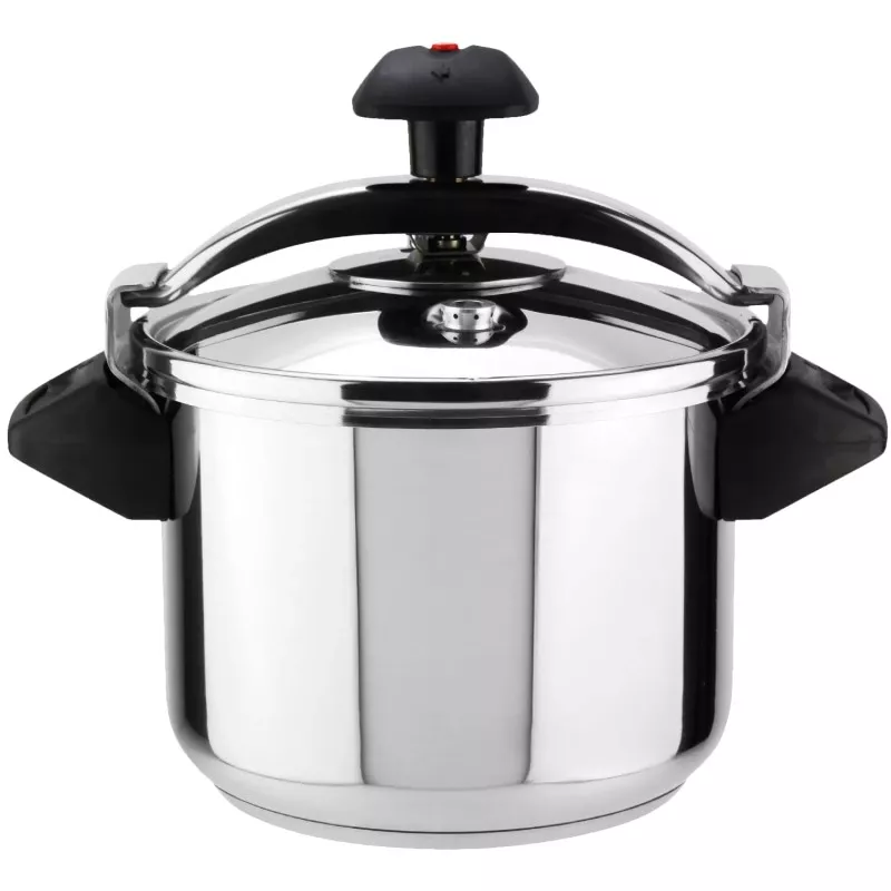 Olla a presión Magefesa Inoxtar 6L de acero inoxidable con acabado pulido y asas de baquelita antideslizantes