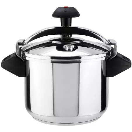 Olla a presión Magefesa Inoxtar 6L de acero inoxidable con acabado pulido y asas de baquelita antideslizantes