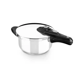 Olla a presión BRA Vitesse 4L de acero inoxidable con diseño moderno y tapa de seguridad para inducción.
