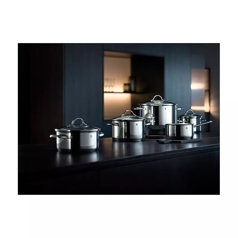 Olla baja WMF Provence Plus 16 cm de acero inoxidable brillante con diseño moderno y apta para inducción