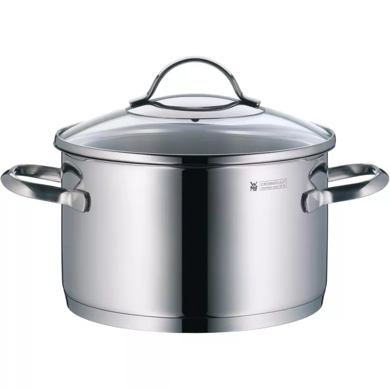 Olla baja WMF Provence Plus 20 cm de acero inoxidable, diseño elegante y compatible con inducción.