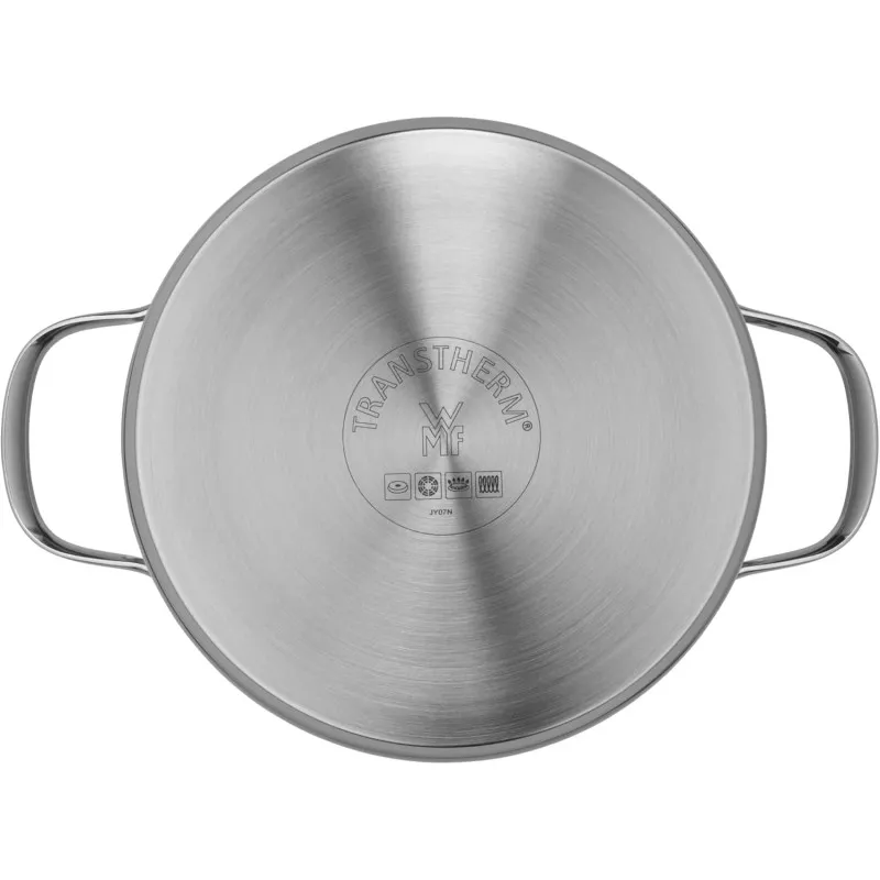 Olla baja WMF Provence Plus 20 cm de acero inoxidable con acabado pulido y asas ergonómicas para inducción.