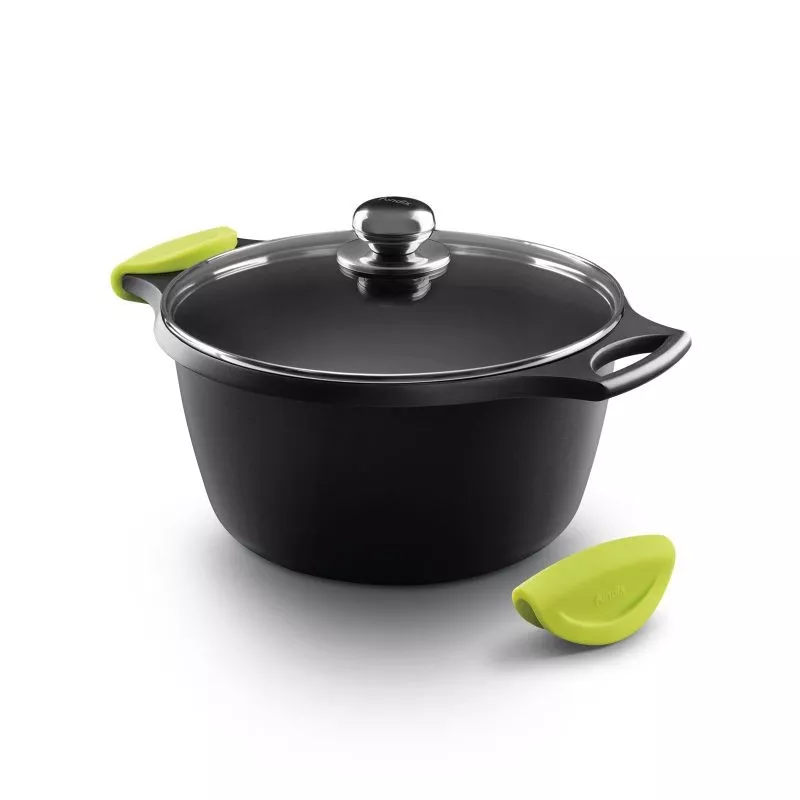 Olla Fundix F3IO20 20 cm de aluminio inducción negro con mango verde y acabado antiadherente 2,5L