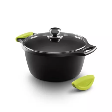 Olla Fundix F3IO20 20 cm de aluminio inducción negro con mango verde y acabado antiadherente 2,5L