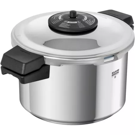Olla a presión Kuhn Rikon Duromatic Neo Classic 5L de acero inoxidable con tapa de cierre rápido y asas ergonómicas.