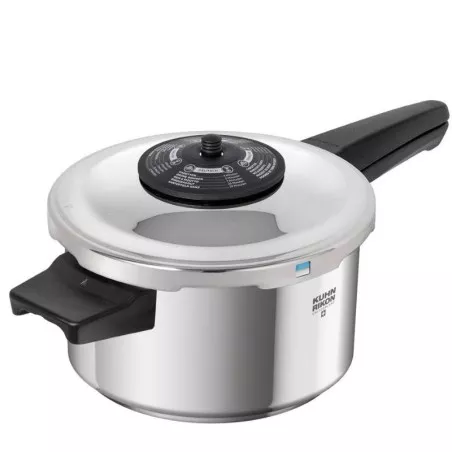 Olla a presión Kuhn Rikon Duromatic Neo Classic 3,5L de acero inoxidable con tapa hermética y mango ergonómico.
