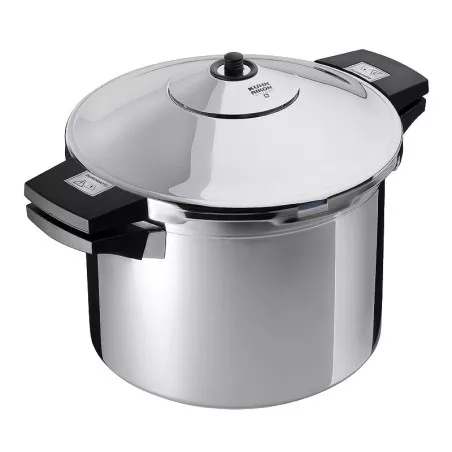 Olla a presión Kuhn Rikon Duromatic Hotel 8L inducción de acero inoxidable brillante y diseño ergonómico con asas antideslizante