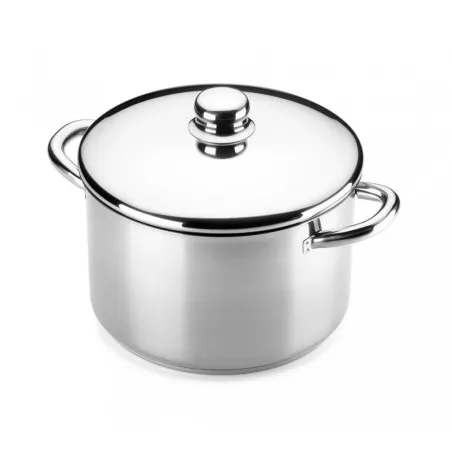 Olla Alza Noblesse 20 cm de acero inoxidable con tapa, diseño elegante y resistentes asas para inducción.