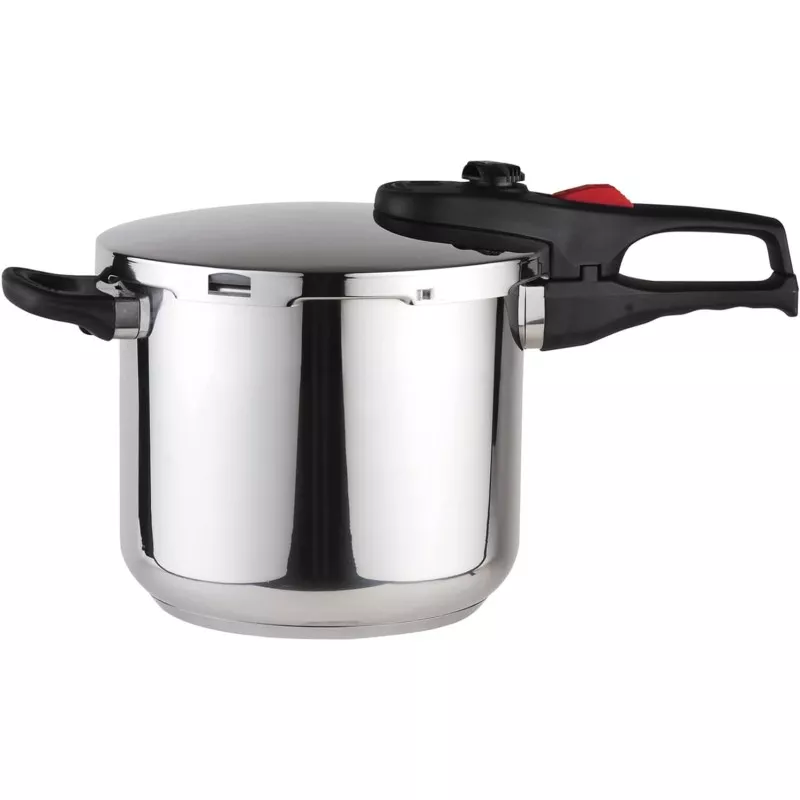 Olla a presión Magefesa Practika Plus 6L inducción de acero inoxidable con tapa hermética y mango ergonómico.