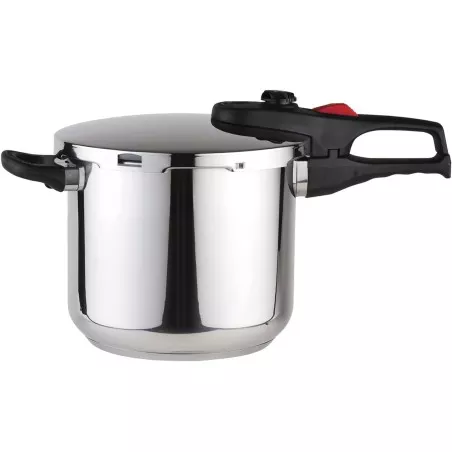 Olla a presión Magefesa Practika Plus 6L inducción de acero inoxidable con tapa hermética y mango ergonómico.