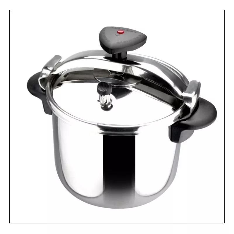 Olla a presión Magefesa Star 4L de acero inoxidable con acabado pulido y asas de plástico antiquemaduras