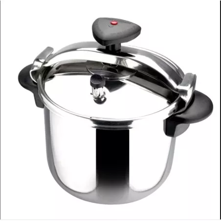 Olla a presión Magefesa Star 4L de acero inoxidable con acabado pulido y asas de plástico antiquemaduras