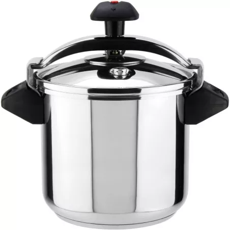 Olla a presión Magefesa Inoxtar 10L de acero inoxidable con asas de tacto frío y diseño moderno para inducción