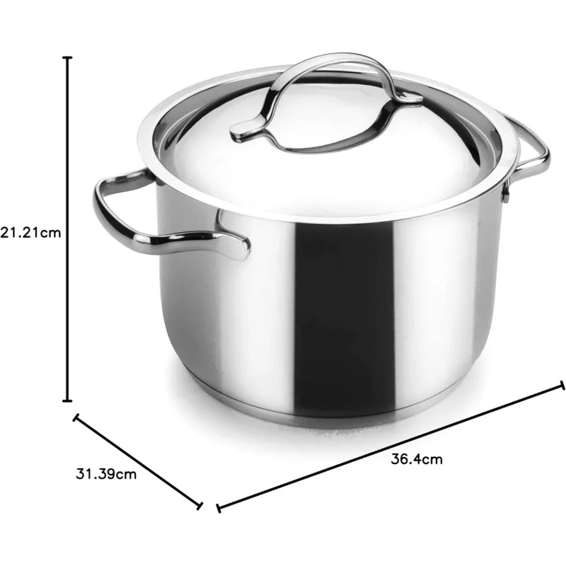 Olla Lacor Basic 28 cm acero inoxidable inducción diseño clásico con tapa y asas ergonómicas para un uso cómodo.