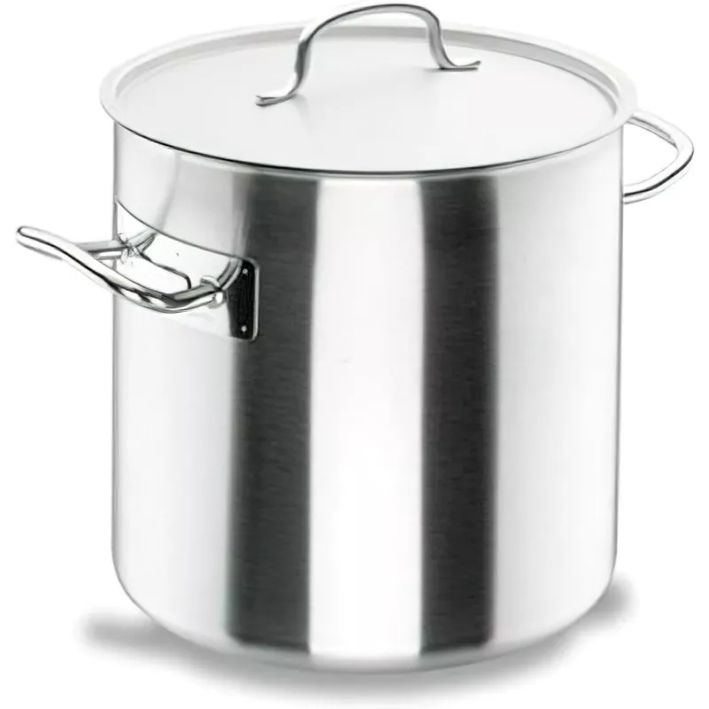 Olla Lacor Chef 28 cm 17,2L acero inoxidable inducción con tapa y asas, diseño duradero y acabado brillante.