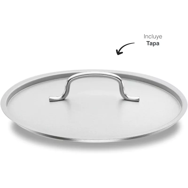 Olla Lacor Chef 28 cm 17,2L de acero inoxidable con tapa, apta para inducción y diseño elegante.