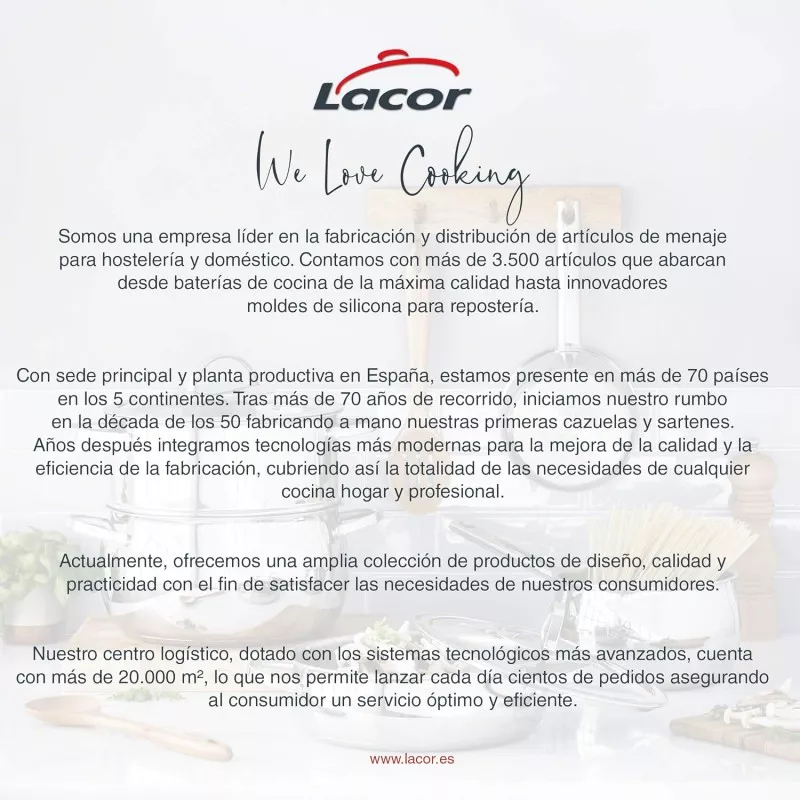 Olla Lacor Chef 45 cm 68,3L acero inoxidable inducción con diseño elegante y acabado pulido ideal para cocinar.