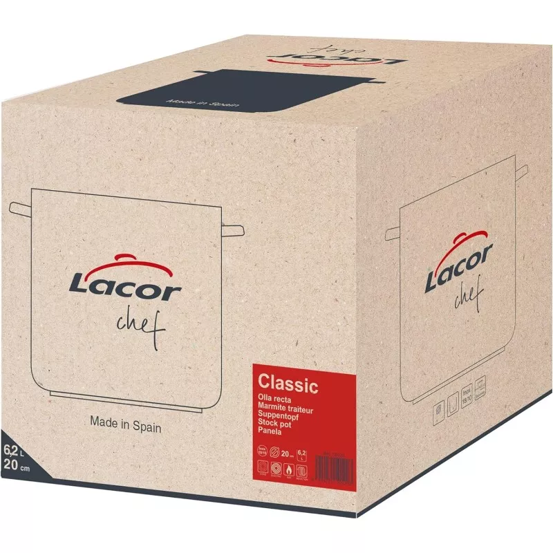 Olla Lacor Chef 45 cm 68,3L acero inoxidable inducción con diseño clásico y mango resistente al calor