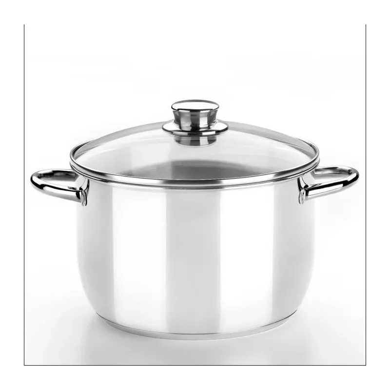 Olla Monix Óptima 24 cm de acero inoxidable brillante con tapa y apta para inducción