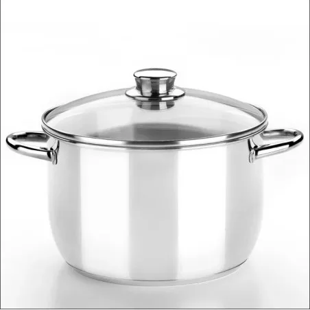 Olla Monix Óptima 26 cm de acero inoxidable con tapa de cristal apta para inducción y diseño pulido brillante