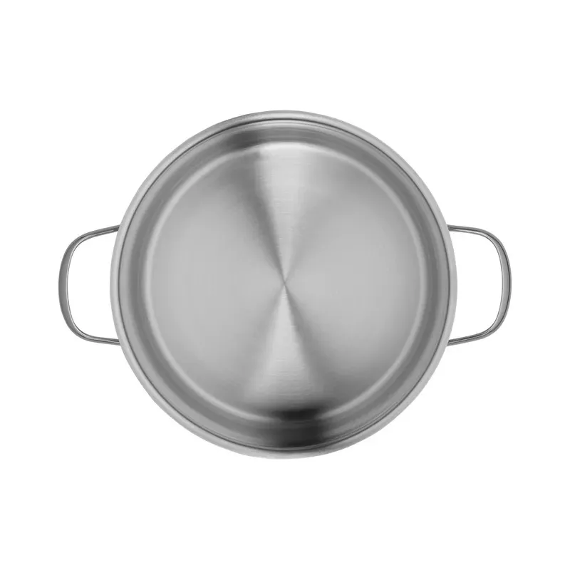 Olla baja WMF Provence Plus 24 cm en acero inoxidable pulido, diseño elegante y apta para inducción.