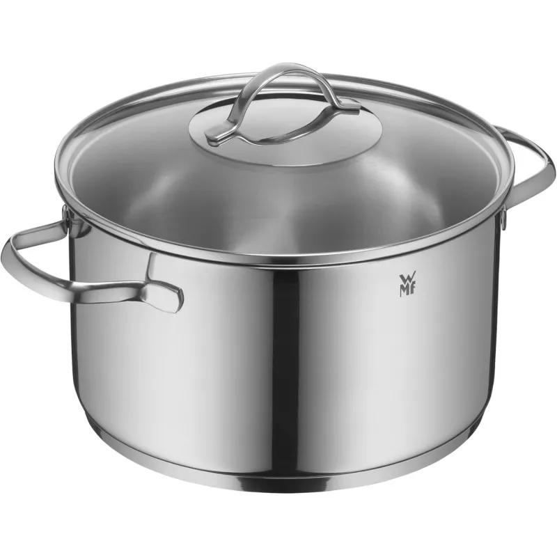 Olla baja WMF Provence Plus 24 cm de acero inoxidable pulido apta para inducción con tapa y asas prácticas