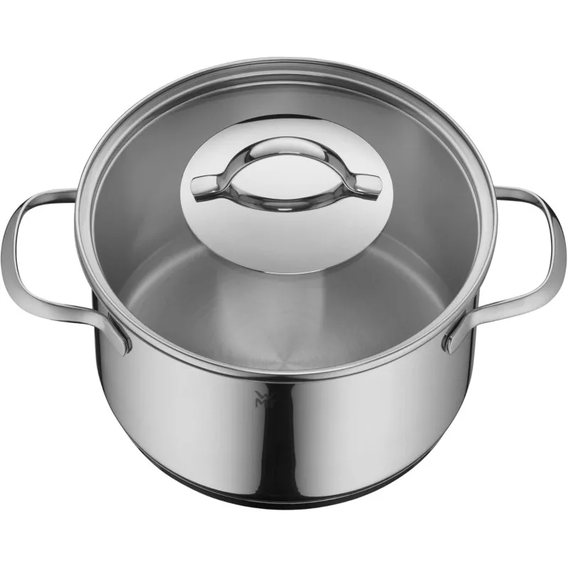 Olla baja WMF Provence Plus 24 cm acero inoxidable con tapa y acabado pulido, ideal para inducción